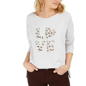  Style & Co,cotton sweatshirt with a sequined cat-print word Love